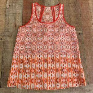 Pixley womens size XS lightweight Aztec design tank top in white red orange